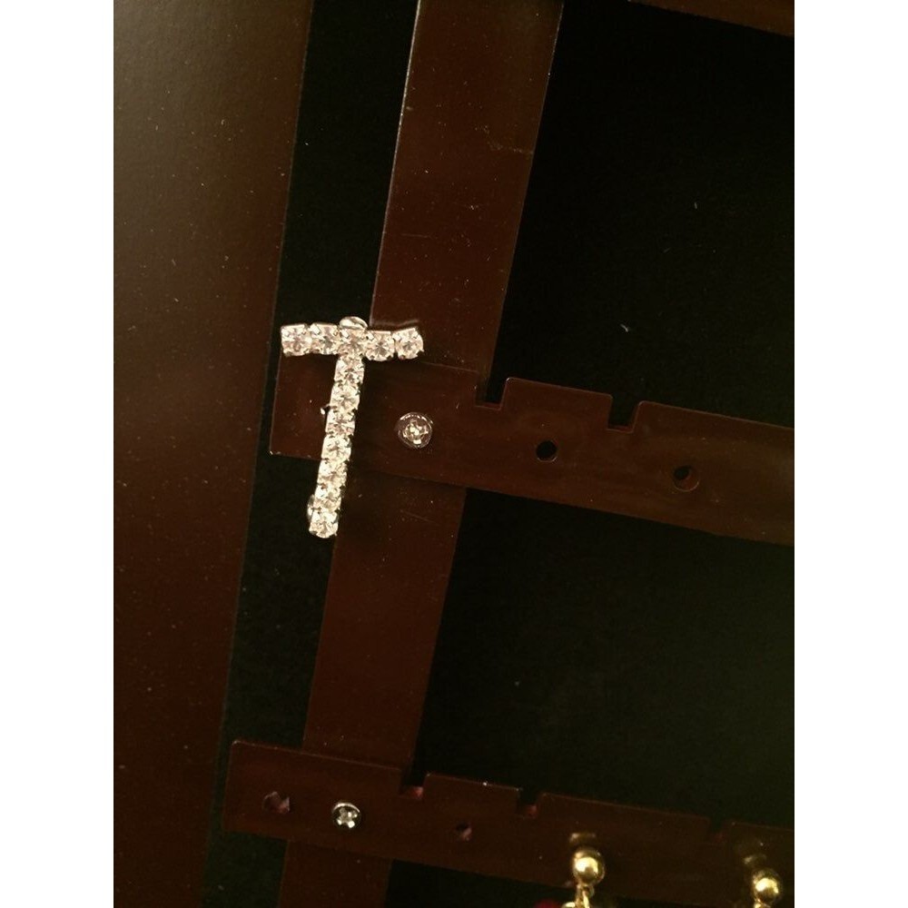 T initial rhinestone brooch pin jewelry